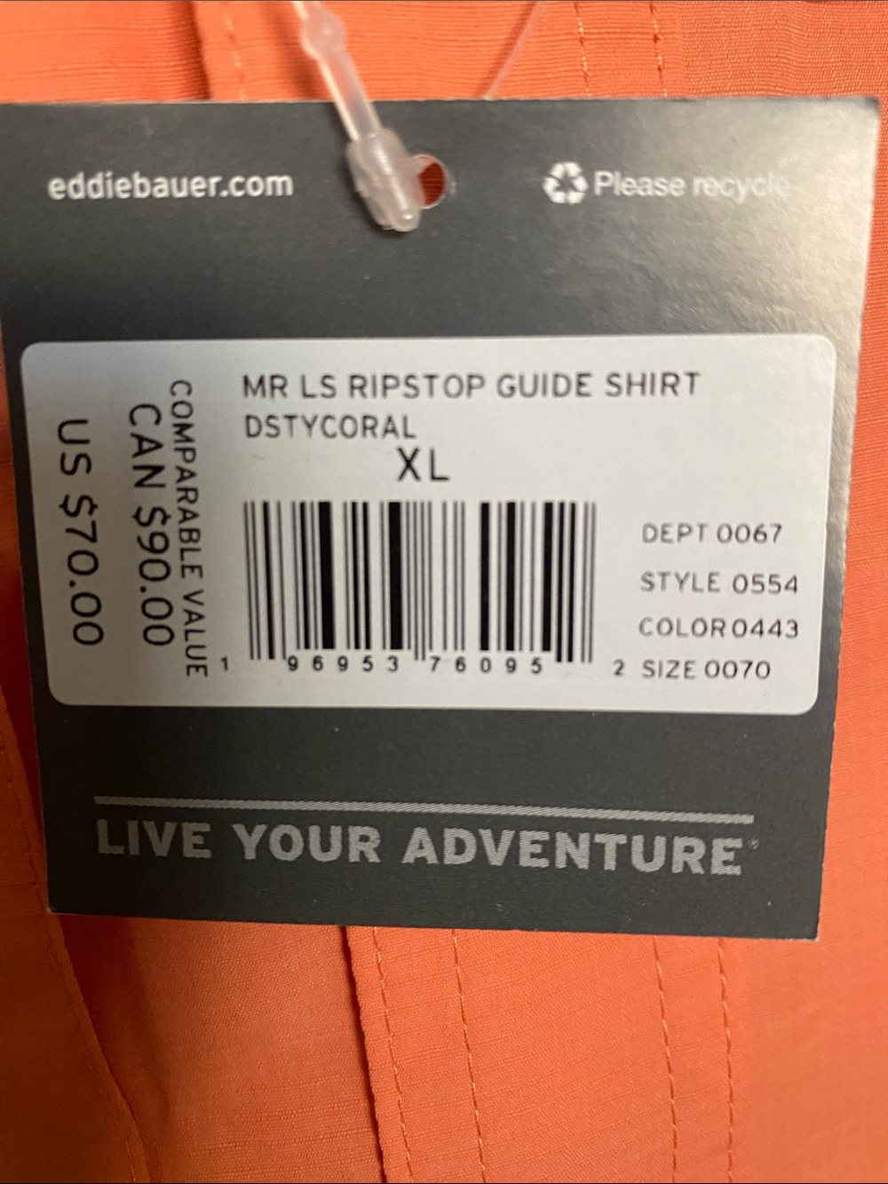 Eddie Bauer Ripstop Guide Shirt in Coral Orange